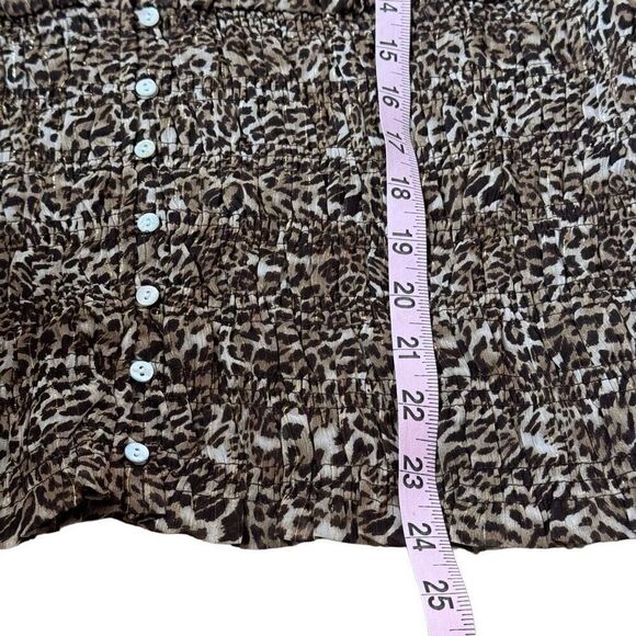 Cato Animal Print Blouse Chiffon Metallic Gold Thread Smocked XL NWT - Picture 6 of 12